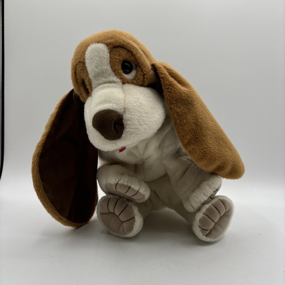 Folkmanis Basset Hound Puppy Dog Droopy Brown Floppy Realistic Animal Toy 16"